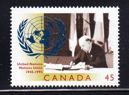 Canada MNH Scott #1584 45c Prime Minister Wm Lyon Mackenzie King Signing UN Charter - Ongebruikt