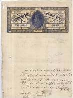 Gwalior State, Used 2as Fiscal / Revenue, British India State With Perfin Numbered, - Gwalior