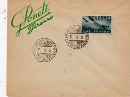 1946 LETTERA CON ANNULLO SETTIMANA FILATELICA TOSCANA LUCCA - Airmail