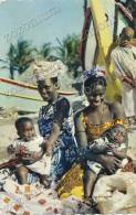BAMACO,Two Young Mothers With Children,  Vintage Old Postcard - Mali