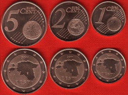 Estonia 3 Coins Set: 1-2-5 Euro Cents 2011 UNC - Estonie