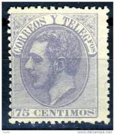 ALFONSO XII, 1882, 75 CTS*, AUTENTICO MARQUILLADO CEM (COMITE DE EXPERTOS DE MADRID) - Ongebruikt