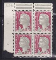 FRANE N° 1263 0.25 MARIANNE DE DECARIS  "CRETE" + CADRE BLANC INFERIEUR BLOC DE 4 NEUF SANS CHARNIERE - Unused Stamps