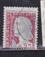 FRANCE N° 1263 0.25 MARIANNE DE DECARIS PIQUAGE DECALE + DOUBLE MENTON OBL - Used Stamps