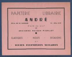 BUVARD PAPETERIE LIBRAIRIE ANDRE RUE DE VAUGIRARD PARIS XVe - ANCIENNE MAISON PIERLAT - Cartoleria
