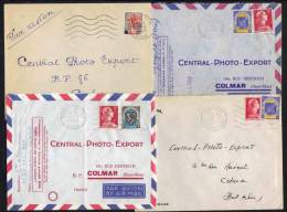 OUARGLA - COLOMB BECHAR - ALGER GARE - GERYVILLE / 1958/60 4 LETTRES AVION POUR COLMAR (ref 3482) - Brieven En Documenten