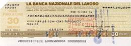 BANCA NAZIONALE DEL LAVORO  /  Assegno Circolare _ Fino A 30.000.000 Di Lire - Andere & Zonder Classificatie