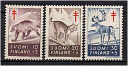 FINLANDE 1957 - Mammiferes (Glouton, Lynx, Renne)- Serie Neuve Sans Charniere (Yvert 458/60) - Nuovi