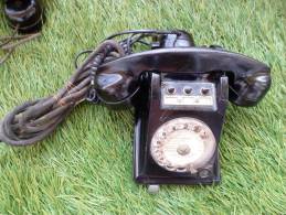 Téléphone Vintage Bakélite Noir A Cadran Rond Déco - Téléphonie