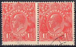 Australia 1924 King George V - No Wmk 1.5d Used Pair - SG 84 - Oblitérés