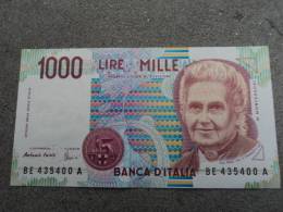 ITALIA - BANCONOTA  1000 £. MONTESSORI D.M. 3 OTTOBRE 1990  SERIE BE 435400  A - 1.000 Lire