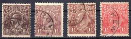 Australia 1918-24 King George V -  Single Crown Wmk 1.5d Issues Used - SG 58,59,60,77 - - Gebraucht