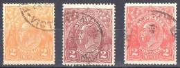 Australia 1918-24 King George V -  Single Crown Wmk 2d Issues Used - SG 62,63,78 - Gebraucht