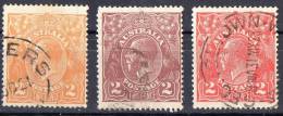 Australia 1918-24 King George V -  Single Crown Wmk 2d Issues Used - SG 62,63,78 - - - Gebraucht