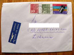 Cover Sent From Switzerland To Lithuania On 1997, Helvetia, Satellite Telecomunications Conference - Briefe U. Dokumente