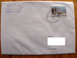 Cover Sent From Switzerland To Lithuania On 1997, Helvetia, Dog Monument Saint Bernard - Brieven En Documenten