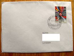 Cover Sent From Switzerland To Lithuania On 1998, Helvetia, Flags, Alpen Alpes, Special Cancel - Storia Postale
