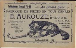 AU RENARD BLANC  E. AUROUZE PIEGES EN TOUT GENRE CATALOGUE 1921 - Caccia/Pesca