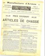 MANUFACTURE D ARMES VERNEY CARRON ET CIE AOUT 1920 - Chasse/Pêche