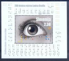 SI 2009-706 200A°BIRTH OF LUIS BRAILLE, SLOVENIA, S/S,  MNH - Handicaps
