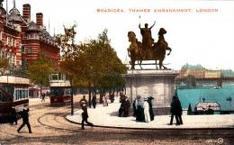 Boadicea Thames Embankment - Tamise - Londres London - Tramway Animated - VG Condition - État TB - River Thames