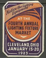 USA Old Vignette Cinderella Advertising Fourth Annual Lightning Fixture Market Cleveland Ohio 1923 - Unused Stamps