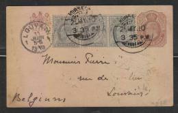 INDIA  KE  HALF ANNA UPRATED POSTAL STATIONARY POSTCARD TO BELGIUM #  42187  Indien Inde - 1902-11 Koning Edward VII