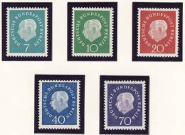 1959 Germany Berlin Complete MNH Heuss Definitives Set Of 5 Stamps - Unused Stamps