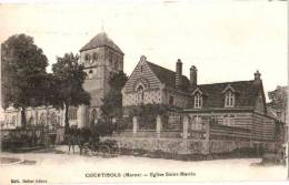 CPA Courtisols - Eglise Saint-Martin, 1917, Animée Voiture à Cheval - Courtisols