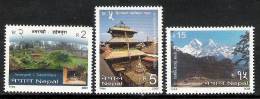 NEPAL 2001, Tourism, 3v Complete Set, Yvert 709-11, Temple, Mountain, Trees, Nature, MNH(**). - Zonder Classificatie