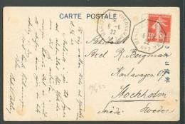 JAPAN  PAQUEBOT  SEA MAIL  MARSEILLE YOKOHAMA  WITH FRENCH STAMP ,  1922 POSTCARD  KOBE   TO SWEDEN  STOCKHOLM - Covers & Documents