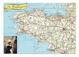 Cp, Carte Géogaphique, Les Départements Bretons, D´après Carte Michelin 989 - Carte Geografiche