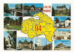 Cp, Carte Géographique, Val De Marne - Carte Geografiche