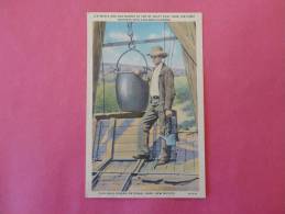 Jim White & Old Bucket At Top Of Shaft Took First Tourist Into Carlsbad Caverns  Linen_lite Staing Back Border  Ref 696 - Other & Unclassified