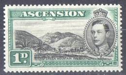 Ascension 1938 1d Black & Green 'Green Mountain' MH  SG 39 B - Ascensione