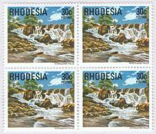 Rhodesia 1978 Inyangombi Falls Waterfall Wasserfall Block 4 ** MNH - Zimbabwe (1980-...)