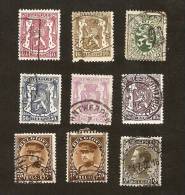 OS.14-9. Belgie, Belgique, Belgium LOT Set Of 9 - Coat Of Arms Lion 1925 35c 1936 1942 10c 20c 40c 50c 90c 1934 Leopold - Verzamelingen