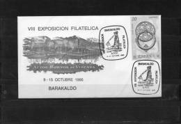 SOBRE Y MATASELLO ESPECIAL DE LA EXPOSICION FILATELICA DE BARAKALDO DEL 1995 DEDICADA AL CIERRE DE A.H.V. Con La Histori - Covers & Documents