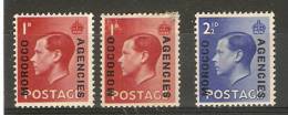 MOROCCO AGENCIES 1936 SET SG 75/76 PLUS THE SCARCE SG 75a LONG OVERPRINT MOUNTED MINT - Postämter In Marokko/Tanger (...-1958)