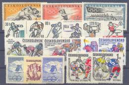 Czechoslovakia Sport-athletics,rowing,hockey,cycling,alpine Skiing 5 Complete Series MNH ** - Unused Stamps