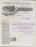 F. VINATIE, MANUFACTURE DE BOITES METALLIQUES A BORDEAUX / CORRESPONDANCE 1919 - 1900 – 1949