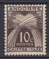 ## Andorra (French) 1943 Mi. 21     10 C Inschrift Unten "CHIFFRE TAXE", MH* - Neufs