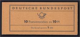 ALLEMAGNE FEDERALE HEUSS 0,10 Pf Vert  MH-MiNr. 10 Fa   ** MARKENHEFTCHEN CARNET BOOKLET  "" L VERT "" - Otros & Sin Clasificación