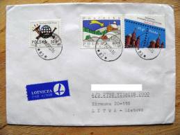 Cover Sent From Poland To Lithuania On 1998, Philatelic Exhibition Moscow '97, Christmas Noel, Post Day - Cartas & Documentos