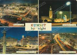 KUWAIT  By Night, Vintage Old Postcard - Kuwait