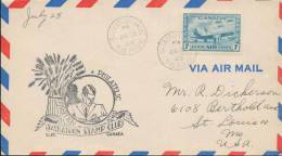 Airplane , Saskatoon Stamp Club    , Canada Used Cover 1942 - Cartas & Documentos
