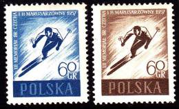 POLAND 1957 Skiing Fi 858a-b Mint Never Hinged ** - Unused Stamps