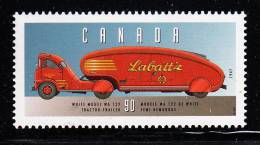 Canada MNH Scott #1604e 90c White Model WA 122 Tractor-Trailer, 1947 - Historic Industrial & Commercial Vehicles 4 - Ongebruikt