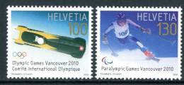 SVIZZERA / HELVETIA 2009** - Giochi Olimpici E Paralimpici Di Vancouver  - 2 Val. Come Da Scansione - Invierno 2010: Vancouver