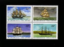 MARSHALL ISLANDS - 1987  WHALER SHIPS  BLOCK  MINT NH - Marshall Islands